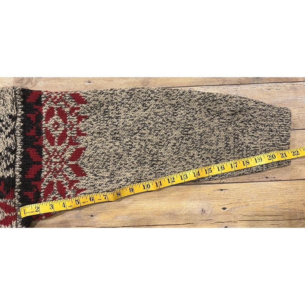 VTG Eddie Bauer Legends 100% Wool Nordic Fair Isle Sweater Brown/Oatmeal M-L - Picture 9 of 9